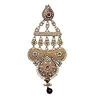 Elegant Hyderabadi Jhoomar Passa, Jhoomar Maangtikka Gold Plated Studded with Beautiful Stones Latest Style Designer Fashion Jewellery for Women Girls Ladies