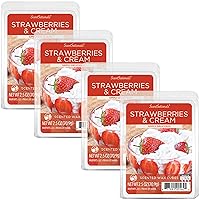 Scentsationals Scented Wax Fragrance Melts - Strawberries & Cream - Wax Cubes Pack, Home Warmer Tart, Electric Wickless Candle Bar Air Freshener, Spa Aroma Decor Gift - 2.5 oz (4-Pack)
