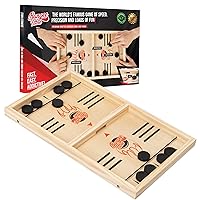 Bungee Table - Large Fast Sling Puck Game - Fast-Paced Fun for a Family Game Night or for a Party with Friends - Test Your Speed and Accuracy with This Wooden Hockey Board Game