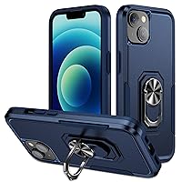 for iPhone 14 Case iPhone 13 with Kickstand Armor Magnetic Ring Rugged Protective Military Grade Shockproof Case for iPhone 14 iPhone 13 Phone Case (Navy)
