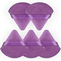 BEAKEY 5Pcs Triangle Powder Puff Set - Soft Makeup Powder Puffs for Flawless Application, Versatile Use Cloud Kiss Sponges with Liquid & Powder Products, Durable & Easy-to-Clean, Purple