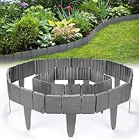 50 Pcs Garden Edging Borders Plastic Landscape Edging Imitation Stone Effect Fence Grey Flower Bed Edging Decorative Lawn Fence Borders for DIY Outdoor Patio Balcony Yard Walkway Landscaping
