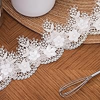 3 Yards White Flower Lace Edge Trim Sewing Wedding Bridal Dress Costumes Curtain DIY Crafts Decorative Ribbon Trim