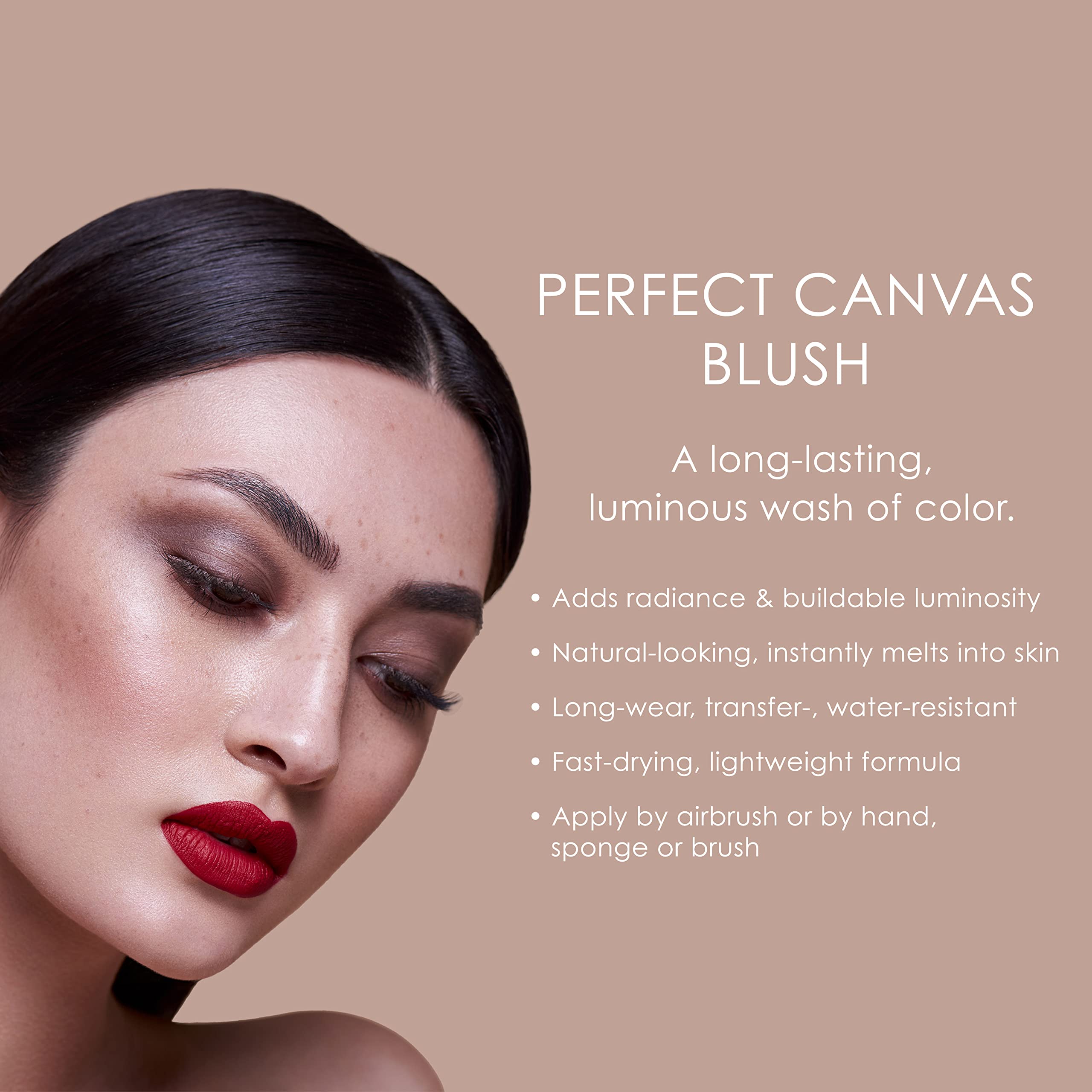 TEMPTU Perfect Canvas Airbrush Blush: Long-Wear Highly-Pigmented Makeup, Buildable Coverage, Luminous, Natural-Looking, Jasper Shade, 1 Fl Oz