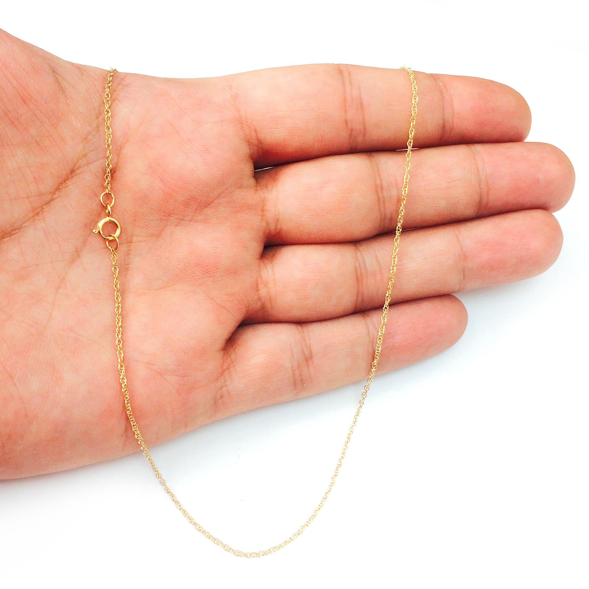 Jewelry Affairs 14k Yellow Real Solid Gold Rope Chain Necklace, 0.9mm
