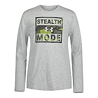 Under Armour Boys Outdoor Long Sleeve Tee, Stylish Crew Neckline, Cute Full Fit T Shirt, Mod Gray Stealth, X-Large US