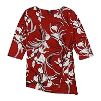 Alfani Womens Side-Tie Pullover Blouse, Red, X-Large