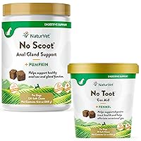 NaturVet – No Toot Gas Aid For Dogs – 70 Soft Chews | Alleviates Intestinal Gas | Helps Reduce Stool & Urine Odors | & No Scoot for Dogs - 120 Soft Chews - Supports Healthy Anal Gland & Bowel Function
