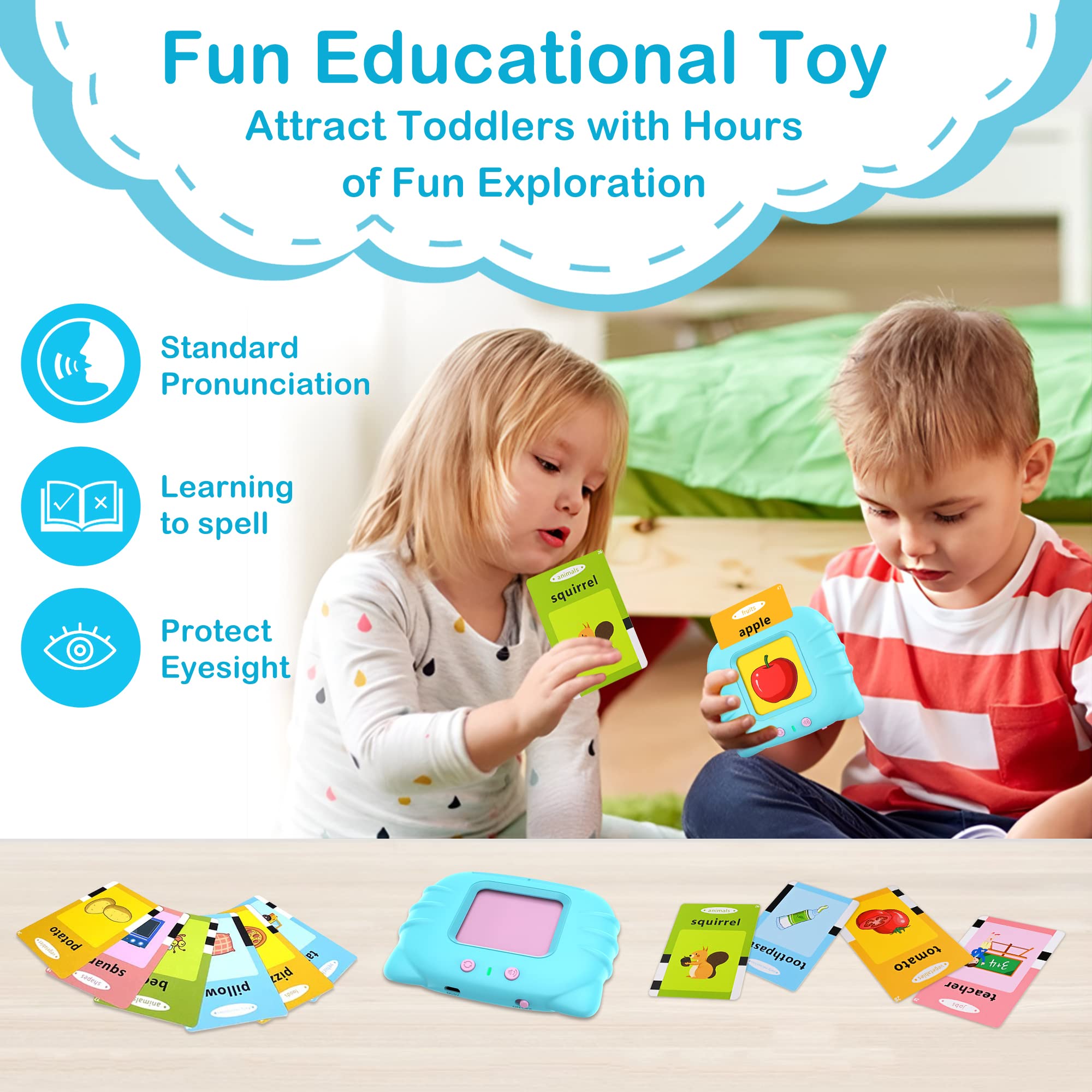 Citfis Toddler Toys for 1 2 3 4 5 Year Old Boys, 224 Sight Words Talking Flash Cards, Autism Sensory Toys for Autistic Children, Learning Montessori Toys for 2 Year Old, Speech Therapy Toys