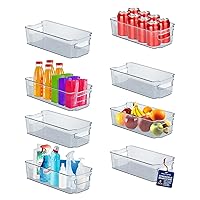 Multi-Purpose Refrigerator Bins - 8 Pieces Usable And Stackable Design Fridge Bin Organizer With Easy Grip Handles - Clear