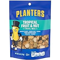 Planters Tropical Fruit & Nut Trail Mix with Roasted Peanuts (Banana Chips, Raisins, Yogurt Raisins, Pineapple & Cashews, 6 oz Pack of 12)