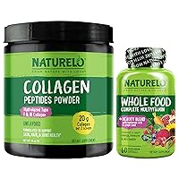 NATURELO Whole Food Beauty Multivitamin, 60 Count Collagen Peptide Powder, 45 Servings