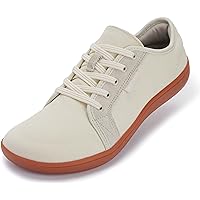 WHITIN Women's Canvas/Leather Barefoot Shoes | Wide Width Minimalist Sneakers | Classic Fit Low Top