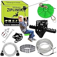 100 ft /120 ft /150 ft/180ft Zip Line Kit for Kids and Adult Up to 380 lb - Updated Removable Design Trolley and Thickened Seat, Rust Proof W/Safety Harness - Zipline Kits for Backyard