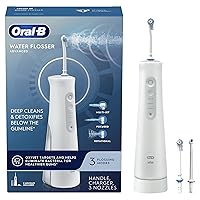 Water Flosser Advanced, Cordless Portable Oral Irrigator Handle with 3 Nozzles