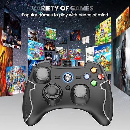 EasySMX Wired Gaming Controller, PC Game Controller Joystick with Dual-Vibration Turbo and Trigger Buttons for Windows/Steam/Android/ PS3/ TV Box
