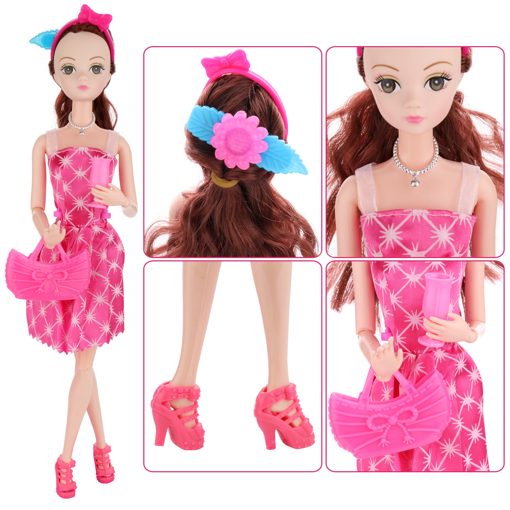 SOTOGO 106 Pieces Doll Clothes and Accessories for 11.5 Inch Girl Doll Include 15 Sets Doll Outfits Fashion Doll Dresses Party Doll Gowns, 90 Pieces Doll Accessories and Storage Bag