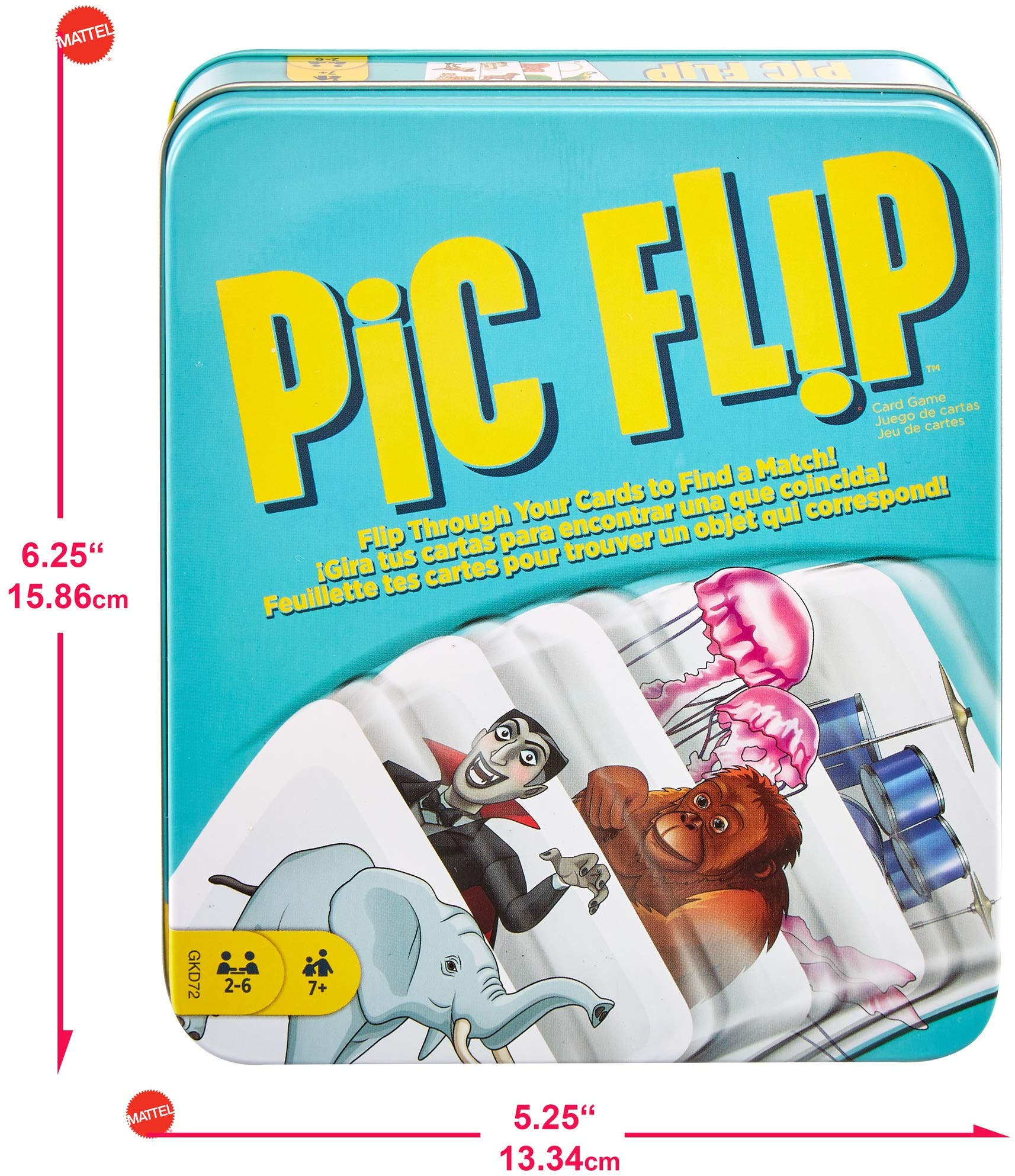 Mattel Games ​Mattel Games PIC FLIP Card Matching Game with 110 Cards in a Decorative Tin, Makes a Great Gift for 7 Year Olds and Up [Amazon Exclusive]