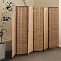 6 Panel Room Divider and Folding Screen Room Divider,Bamboo Room Divider for Room Separation,67