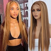 Honey Blonde Lace Front Wigs for Women, Pre Plucked Ready to Wear HD Glueless 13x5x1 Blonde Highlight Synthetic Lace Front Wig for Daily Use(Honey Blonde)