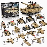 Army Tank Toy Building Blocks Set, Compatible with Lego, Create a Armored Tank or 16 Small Military Models, with Toy Soldiers, Great Army Men Toys Gifts for Boys Kids and Teens Age 6+ Year Old