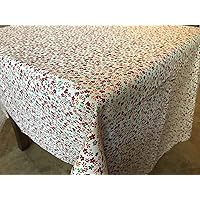 Floral Flowers Red Cotton Rectangle Tablecloth and Overlay Perfect for Baby Showers/Kids Birthday/Outdoor Picnics/Party Decor (58