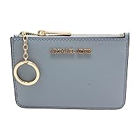 MICHAEL KORS JET SET TRAVEL SMALL TOP ZIP COIN POUCH WITH ID HOLDER LEATHER WALLET PALE BLUE