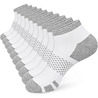ouhos 5 Pairs Womens Ladies White Black Running Trainer Athletic Socks Thick Cushioned Ankle Walking Sports Work Support Socks for Womens 4-7 Multipack Low Cut Anti Blister Breathable Cotton Socks