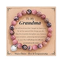 HGDEER Mothers Day Gifts for Grandma Natural Stone Heart Bracelet for Her Women