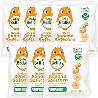Little Bellies Organic Softcorn Baby Snack, Banana, Pack of 7 Individual Snack Packs, 0.28 Ounce
