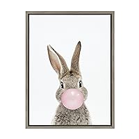 Sylvie Bubble Gum Bunny Framed Canvas Wall Art by Amy Peterson Art Studio, 18x24 Gray