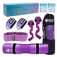Barbell Pad Set with 2 Ankle Straps for Cable Machines Hip Resistance Band Weight Lifting Straps Thick Cushion Hip-Thrusts Pad with Carry Bag for Squats Bench Press Workout