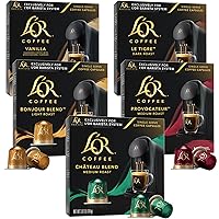 Coffee Pods, 50 Capsules Coffee Lovers Variety Pack, Single Cup Aluminum Coffee Capsules Exclusively Compatible with the L'OR BARISTA System