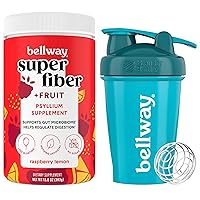 Bellway Super Fiber Powder + Fruit, Raspberry Lemon Shaker Bottle Bundle