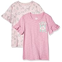 Spotted Zebra Girls and Toddlers' Short-Sleeve Ruffle T-Shirts, Pack of 2