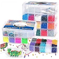 QUEFE 25000 Mini Fuse Beads Kit, 2.6mm Beads, Tiny Melty Beads in 48 Colors  for Kids and Adults, Fuse Beads Set with 4 Pegboards, 3 Tweezers, 3