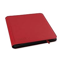 Vault X Premium Exo-Tec XL Zip Binder - 12 Pocket XL Trading Card Album Folder - 624 Side Loading Pocket Binder for TCG (Red)
