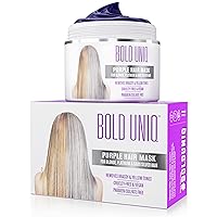 Bold Uniq Purple Hair Mask - Toner for Blonde, Platinum, Bleached, Silver, Gray, Ash & Brassy Hair -Remove Yellow Tones, Reduce Brassiness & Condition Dry, Damaged Hair -Cruelty Free & Vegan -6.76oz