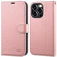 OCASE Compatible with iPhone 15 Pro Wallet Case, PU Leather Flip Folio Case with Card Holders RFID Blocking Kickstand [Shockproof TPU Inner Shell] Phone Cover 6.1 Inch 2023, Pink