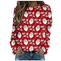 Tshirts Shirts For Women Christmas Snow Print Oversized Sweatshirts Crewneck Long Sleeve Tops Casual Pullovers