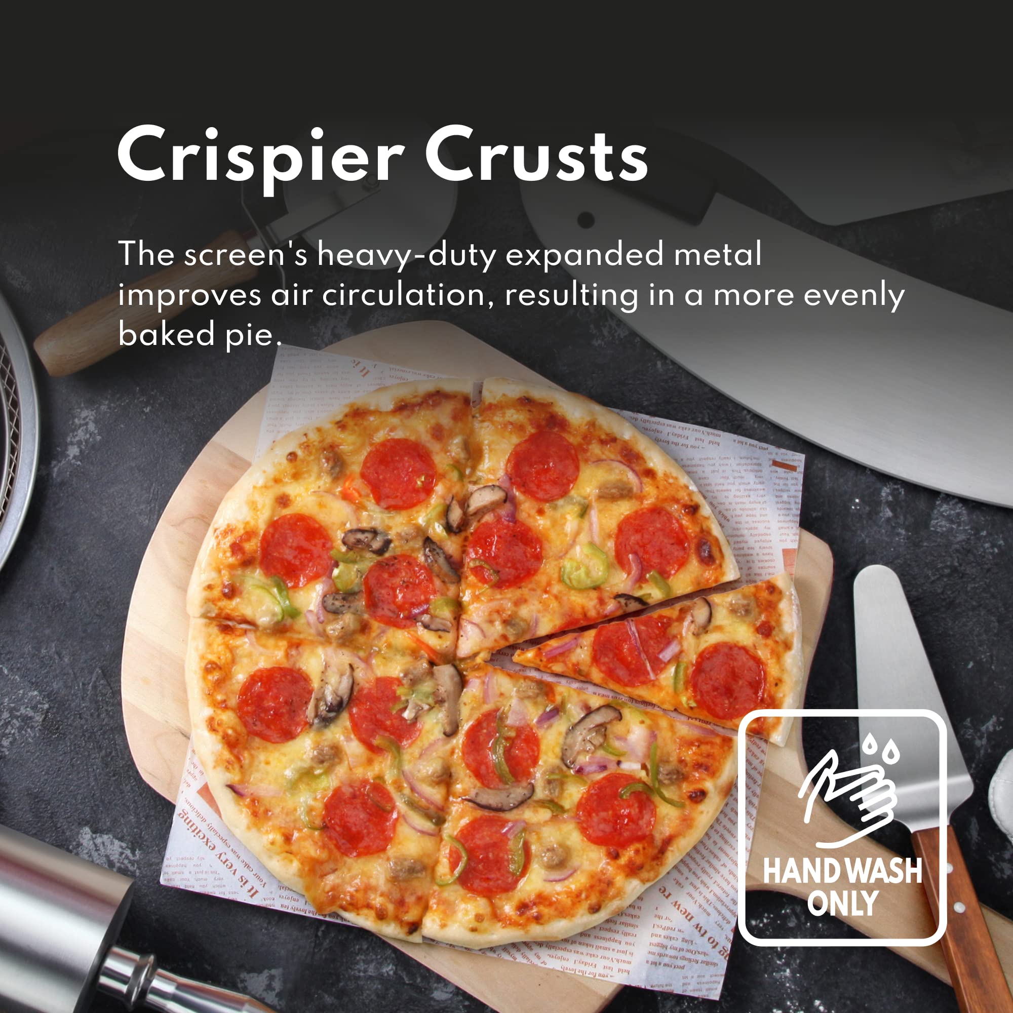 New Star Foodservice 50684 Restaurant-Grade Aluminum Pizza Baking Screen, Seamless, 14-Inch