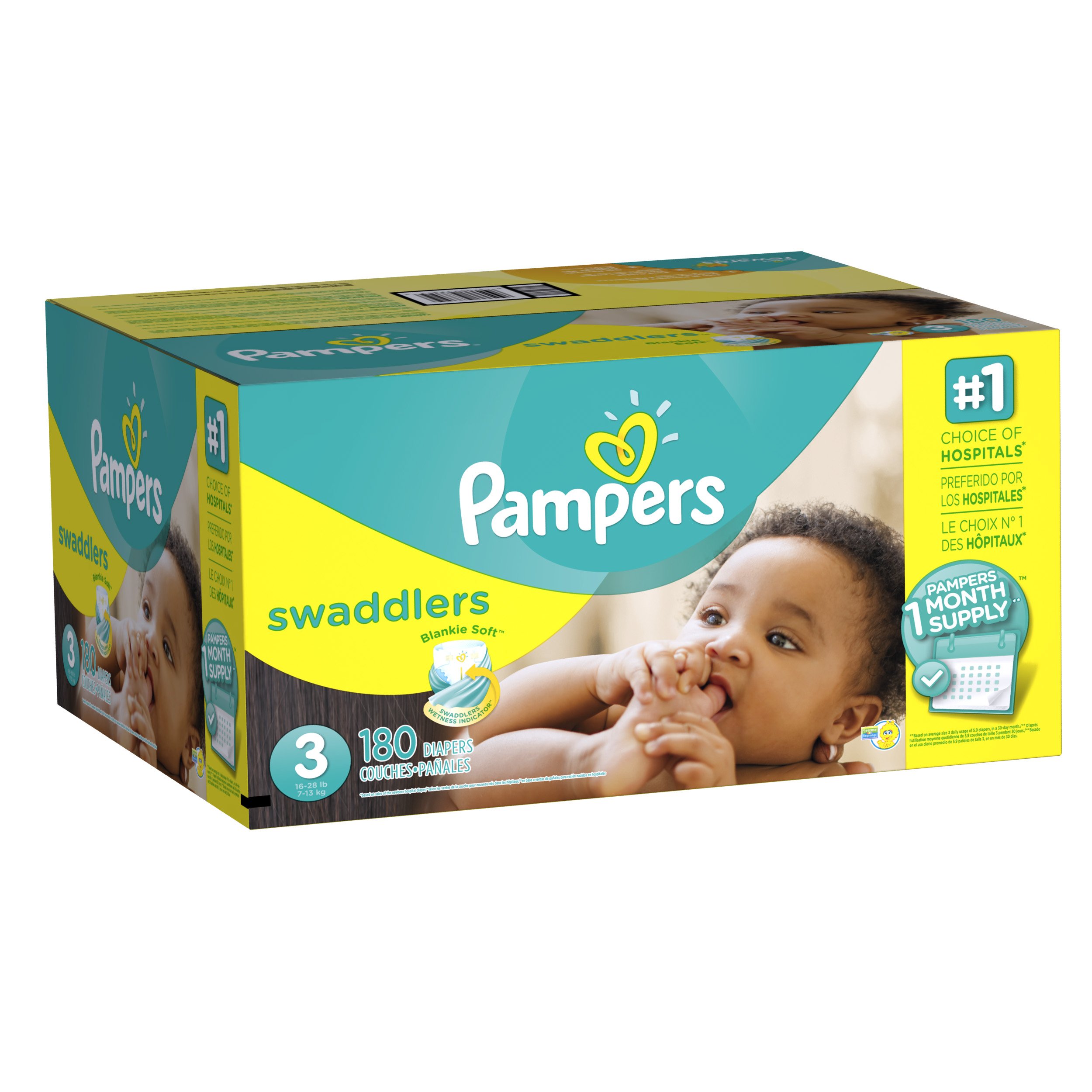 Pampers Swaddlers Disposable Baby Diapers Size 3, One Month Supply, 180 Count