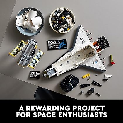 LEGO Icons NASA Space Shuttle Discovery 10283 Model Building Set - Spaceship Collection with Hubble Telescope, Detailed Display for Home or Office Decor, Gift Idea for Adults