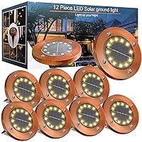 Solar Ground Lights Outdoor Waterproof Flat Solar Lights Garden Solar Disk Lights Outdoor Floor Lights 12 LED 8 Pack for Garden Patio Pathway Landscape Driveway Yard Path Decor