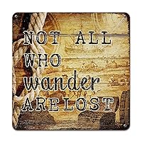 French Vintage Retro Metal Signs Not All Who Wander Are Lost Wall Decor Metal Sign Vintage America Travel Adventure Map Metal Wall Sign for Kid Room Living Room 10x10in