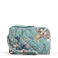 Vera Bradley Women's Cotton Double Zip ID Case Wallet With RFID Protection, Sunlit Garden Sage - Recycled Cotton, One Size