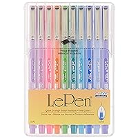 Uchida Of America 4300-10C 10-Piece 0.3 Point Size Le Pen Drawing Pen Set, Blue, Orange, Lavender, Pink, Light Blue