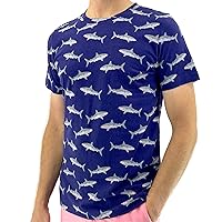 Men's Soft Short Sleeve Stretchy Cotton Shark Dog Animal Patterned Novelty T-Shirt Tee