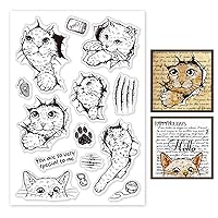 GLOBLELAND Crack and Cat Clear Stamps for Cards Making Cartoon Animal Clear Stamp Seals Transparent Stamps for DIY Scrapbooking Photo Album Journal Home Decoration
