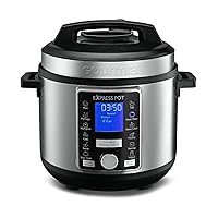 Gourmia GPC965 Digital Multi-Functional Pressure Cooker-Automatic Pressure Release-Adjustable Control-13 Cook Modes-Removable Stainless Steel 6Qt Pot-Lid Lock-Auto Stir Function,Silver & Black